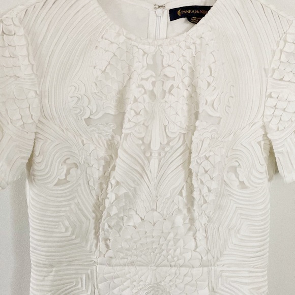 Pankaj and Nidhi Joelle white short sleeve dress 2 - Picture 11 of 14
